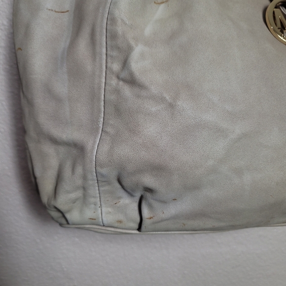 MICHAEL KORS RING TOTE, LEATHER GOLD MK LOGO & TASSEL SHOULDER BAG PURSE - Picture 7 of 12